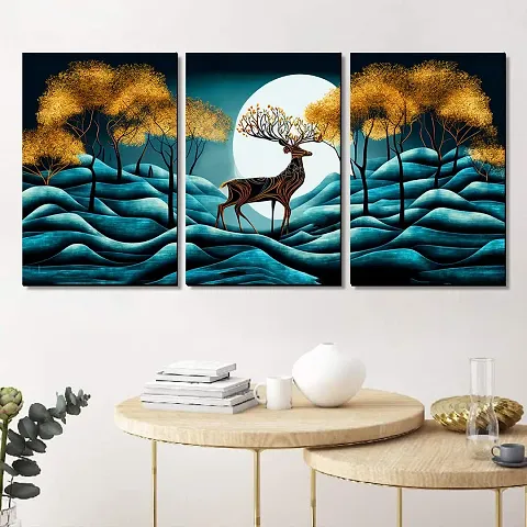 KOTART Paintings Wall Art MDF Panel Painting for Wall Decoration - Wall Paintings for Living Room, Bedroom - Big Size Wall Painting KO_TP3(12 x 18 inch, Panel) Set of 3