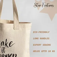 Kotart - Graphic Printed Cotton Tote Bag - Reusable Shopping / Grocery Bag - Multipurpose Canvas Shopping Tote Bag with Long Handle - ( 15 x 16 inch , Natural Beige) (tote02)-thumb3