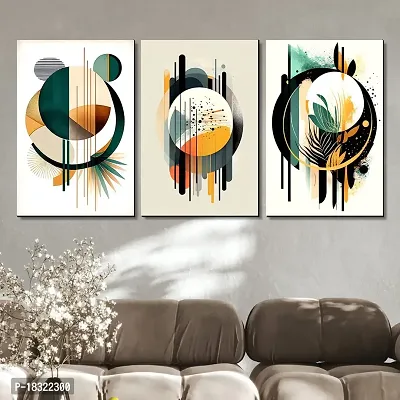 KOTART Modern Wall Art MDF Panel Painting for Wall Decoration - Wall Paintings for Living Room, Bedroom - Big Size Wall Painting KO_TP1(12 x 18 inch, Panel) Set of 3 (Art Deco, 0.012)