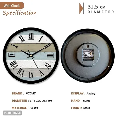 KOTART - Vintage Style Decorative Wall Clock for Home Decor - Stylish Diwar Ghadi - Retro Design Wall Clock for Home Office Living Room Bedroom Big Size ( Brown , Glass ) (Style03)-thumb4