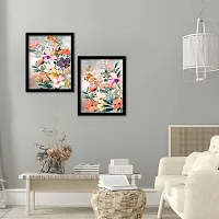 KOTART - floral theme abstract art paintings with frame for living room wall decor - modern art framed posters (11x14 inch, multicolor) set of 2-thumb4