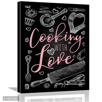 Kotart - Cooking Love Quotes Wall Frame for Restaurant Kitchen /Framed Kitchen Poster for Home and Kitchen ( 11x14 inch , Brown)