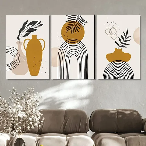 KOTART Modern Wall Art MDF Panel Painting for Wall Decoration - Wall Paintings for Living Room, Bedroom - Big Size Wall Painting KO_TP1(12 x 18 inch, Panel) Set of 3 (Art Deco, 0.06)