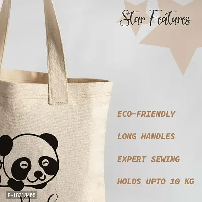 Kotart - Graphic Printed Cotton Tote Bags - Reusable Shopping / Grocery Bag - Multipurpose Canvas Shopping Tote Bags with Long Handle - ( 15 x 16 inch , Natural Beige)-thumb4