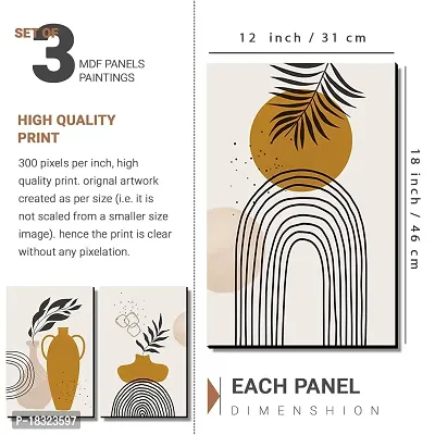 KOTART Modern Wall Art MDF Panel Painting for Wall Decoration - Wall Paintings for Living Room, Bedroom - Big Size Wall Painting KO_TP1(12 x 18 inch, Panel) Set of 3 (Art Deco, 0.06)-thumb2