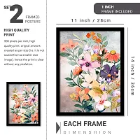KOTART - floral theme abstract art paintings with frame for living room wall decor - modern art framed posters (11x14 inch, multicolor) set of 2-thumb1