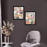 KOTART - floral theme abstract art paintings with frame for living room wall decor - modern art framed posters (11x14 inch, multicolor) set of 2-thumb2