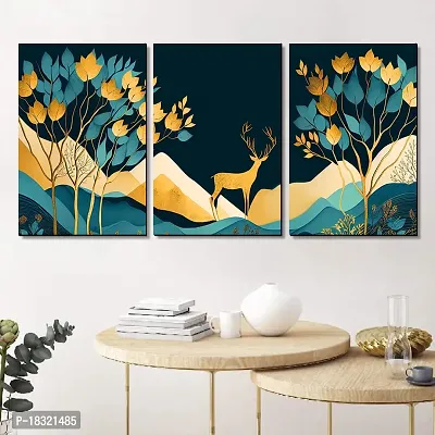 KOTART Paintings Wall Art MDF Panel Painting for Wall Decoration - Wall Paintings for Living Room, Bedroom - Big Size Wall Painting KO_TP3(12 x 18 inch, Panel) Set of 3 (Wall Decor, 01)