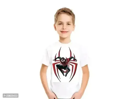 Stylish White Polyester Printed Round Neck T-Shirt For Boys-thumb0