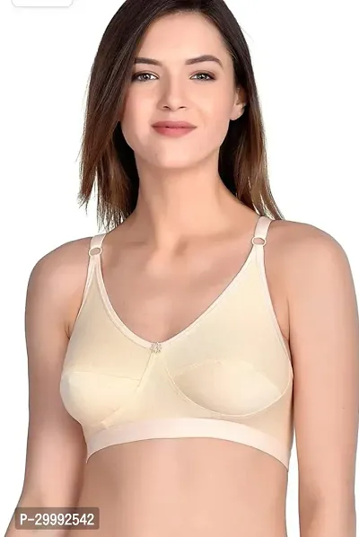 Stylish Beige Cotton Blend Solid Bras For Women