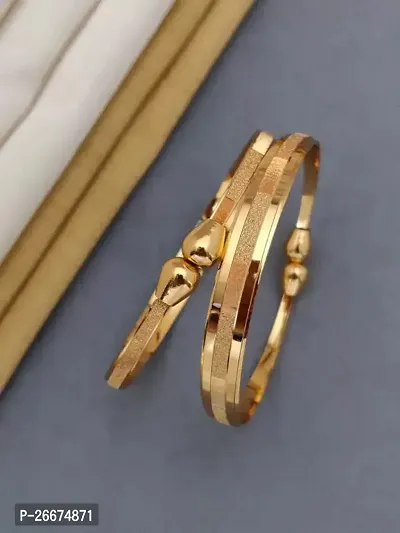 Stylish Golden Brass Bracelet For Women Pack Of 2-thumb0