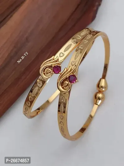 Stylish Golden Brass Bracelet For Women Pack Of 2-thumb0