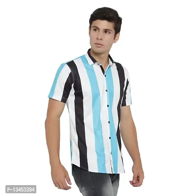 ZEKU Men's Lycra Printed Regular Fit Formal Half Sleeve Shirt (Multicolor, Medium) (SV0014_M)-thumb3