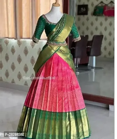 Stylish Art Silk Jacquard Lehenga Choli with Dupatta Set For Women-thumb0