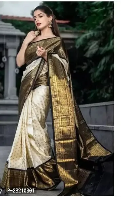 Elegant Kanjeevaram Banarasi Silk Jacquard Women Saree with Blouse Piece-thumb0