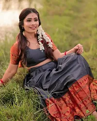 Stylish Kanjeevaram Silk Zari Lehenga Choli with Dupatta Set For Women-thumb1