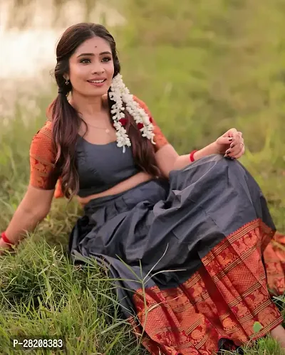 Stylish Kanjeevaram Silk Zari Lehenga Choli with Dupatta Set For Women-thumb2