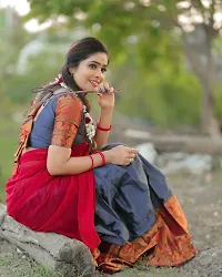 Stylish Kanjeevaram Silk Zari Lehenga Choli with Dupatta Set For Women-thumb3