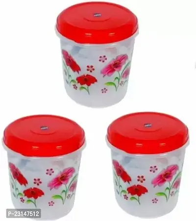 Useful Plastic Tea Coffee And Sugar Container - 10 L ,Pack of 3, Red