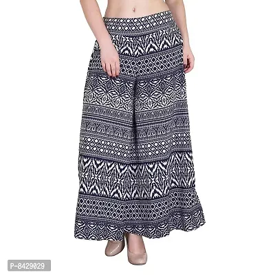 Pixie&#174; Wide Leg Printed Crepe Flared Palazzo Trouser for Women/Girls with Inner Lining and Pocket (S, M, L, XL, XXL)