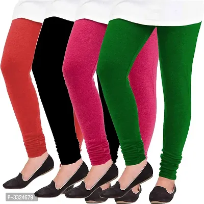 Multicoloured Fleece Free Size Leggings - Pack Of 4