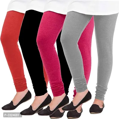 Multicoloured Fleece Free Size Leggings - Pack Of 4-thumb0