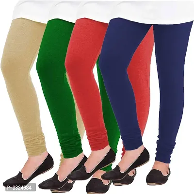 Multicoloured Fleece Free Size Leggings - Pack Of 4