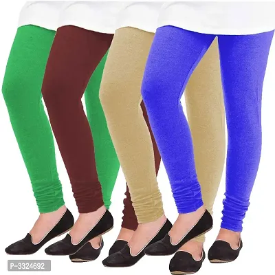 Multicoloured Fleece Free Size Leggings - Pack Of 4-thumb0