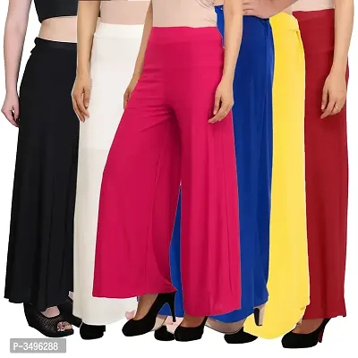 Fashionable Solid Polyester Women Palazzo (Set Of 6)