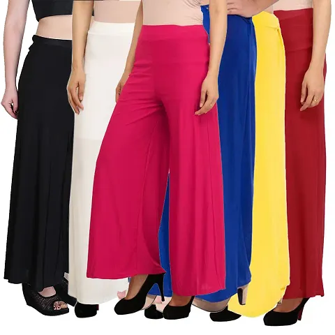 Sensational Solid Polyester Women Palazzo (Set Of 6)