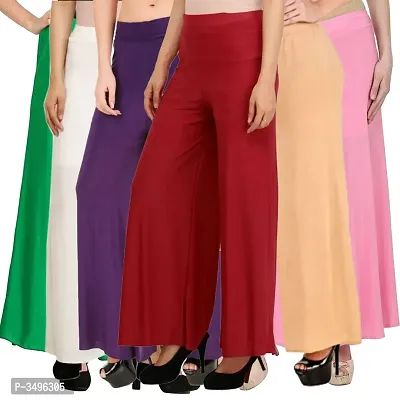 Expressive Style Solid Polyester Women Palazzo (Set Of 6)-thumb0