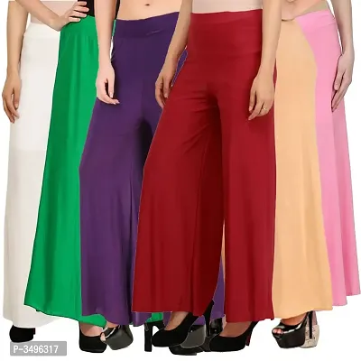 Fancy Solid Polyester Women Palazzo (Set Of 6)-thumb0