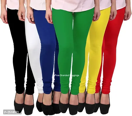 Women's Soft and 4 Way Stretchable Churidar Leggings Combo (Pack of 6)