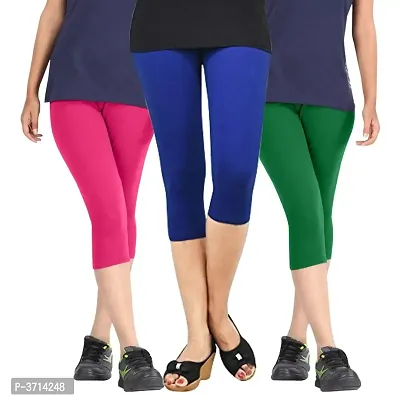 Buy Pixie Women's Super Soft Bio-Washed 220 GSM Capri, 4 Way Stretchable,  Combo Pack of 5 (Black, White, Pink, Red and Dark Brown) - Free Size at