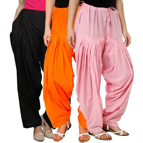 Stylish Cotton Patiala Salwars Pack Of 3