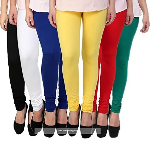 Stylish Cotton Lyrca Solid Leggings Pack of 6