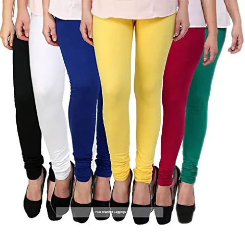 Stylish Cotton Lyrca Solid Leggings Pack of 6