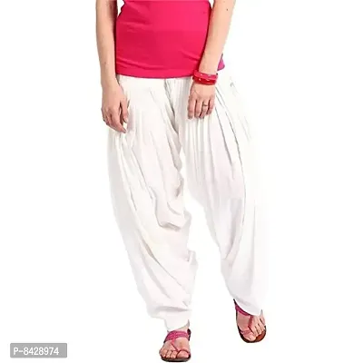 Pixie Readymade Cotton Patiala Salwar Pants for Women/Girls Bottom Combo Pack of 3 (Black, White and Sky Blue) Free Size-thumb3