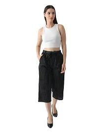 Pixie Striped Culottes / Palazzo / Pant / Cropped Trouser with Pocket and Belt for Women / Girls Combo (Pack of 2) - Black and Maroon-thumb3