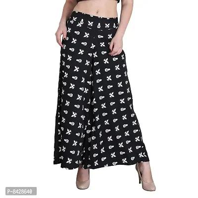 Pixie&#174; Wide Leg Printed Crepe Flared Palazzo Trouser for Women/Girls with Inner Lining and Pocket (S, M, L, XL, XXL)-thumb0