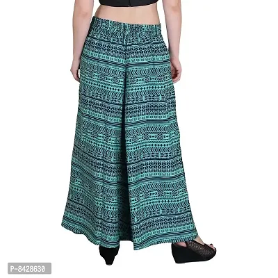 Pixie&#174; Wide Leg Printed Crepe Flared Palazzo Trouser for Women/Girls with Inner Lining and Pocket (S, M, L, XL, XXL)-thumb2