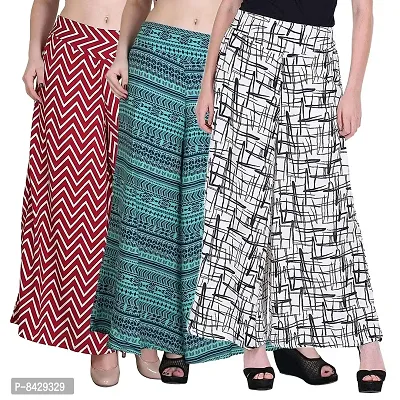 Pixie Women's/Girls Wide Leg Printed Crepe Palazzo/Trouser with Lining and Pocket (S, M, L, XL, XXL and XXXL)-thumb0