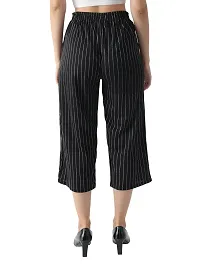Pixie Striped Culottes / Palazzo / Pant / Cropped Trouser with Pocket and Belt for Women / Girls Combo (Pack of 2) - Black and Maroon-thumb2