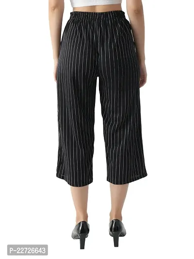 Pixie Striped Culottes / Palazzo / Pant / Cropped Trouser with Pocket and Belt for Women / Girls Combo (Pack of 2) - Black and Maroon-thumb3