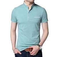 Stylish and Handsome Mandarin Collar Half Sleeve T Shirt for men Combo (Pack of 2)-thumb2