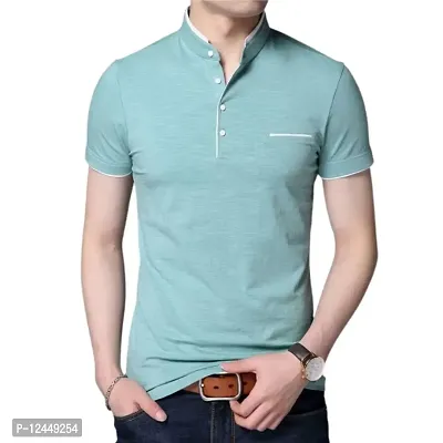 Stylish and Handsome Mandarin Collar Half Sleeve T Shirt for men Combo (Pack of 2)-thumb3