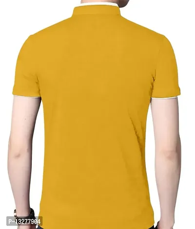 Stylish and Handsome Mandarin Collar Half Sleeve T Shirt for men Combo (Pack of 2) White and Yellow-thumb3