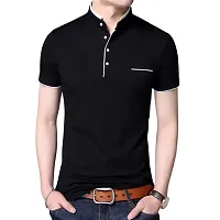 Stylish and Handsome Mandarin Collar Half Sleeve T Shirt for men Combo (Pack of 2) Maroon and Black-thumb1