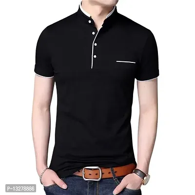 Stylish and Handsome Mandarin Collar Half Sleeve T Shirt for men Combo (Pack of 2) Maroon and Black-thumb2