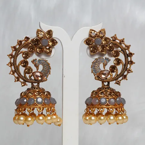 AD Ethinc Pearl Jhumka Earring